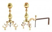 Pair Classical brass andirons