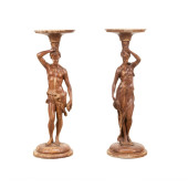 PAIR CLASSICAL FIGURAL MAHOGAN