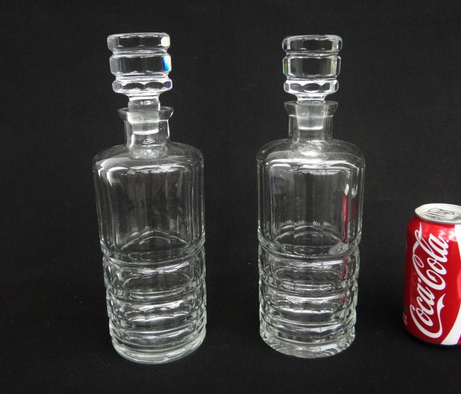 Pair clear glass decanters with