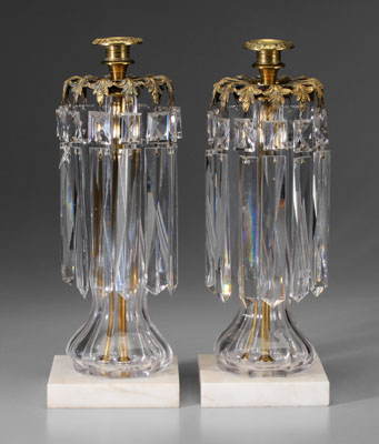 Pair Clear Glass Lusters probably