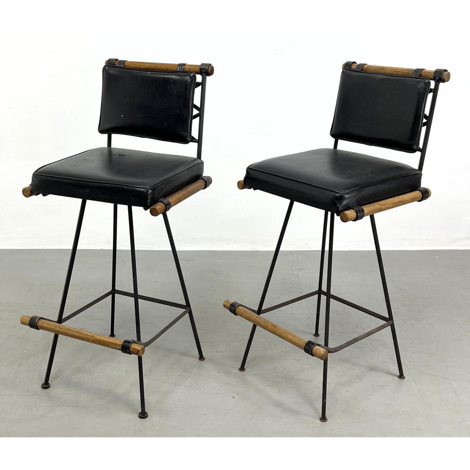 Pair Cleo Baldon Bar Stools. Iron