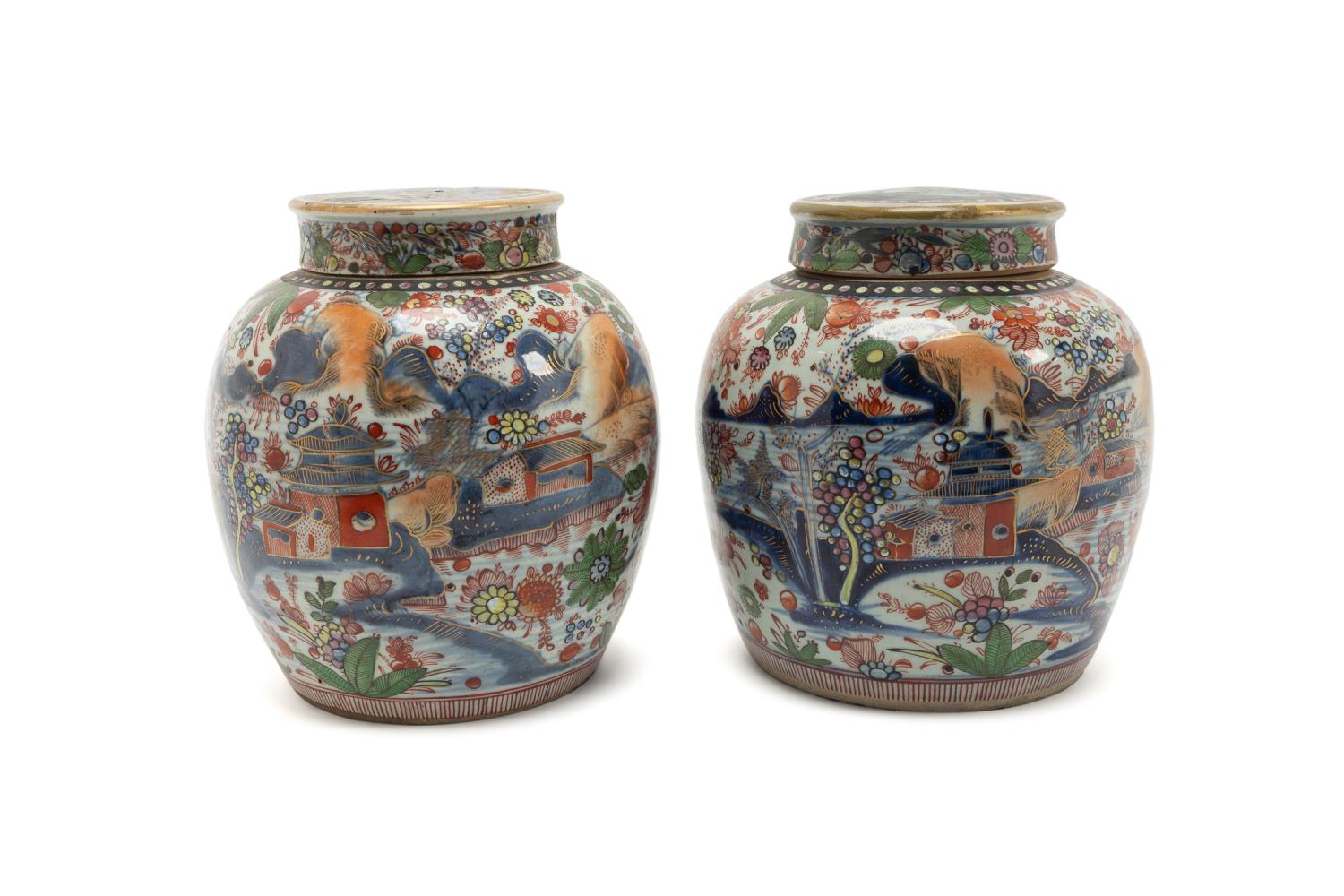 PAIR, CLOBBERED CHINESE BLUE &