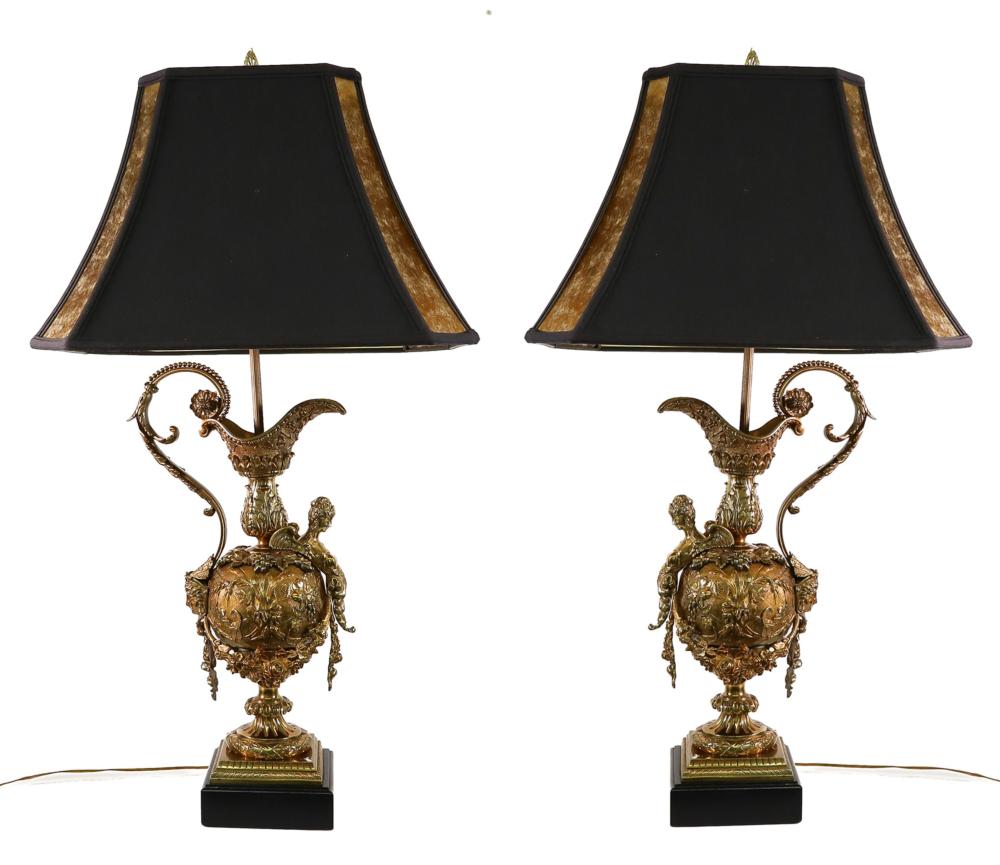 PAIR, CLODION STYLE GILT BRONZE