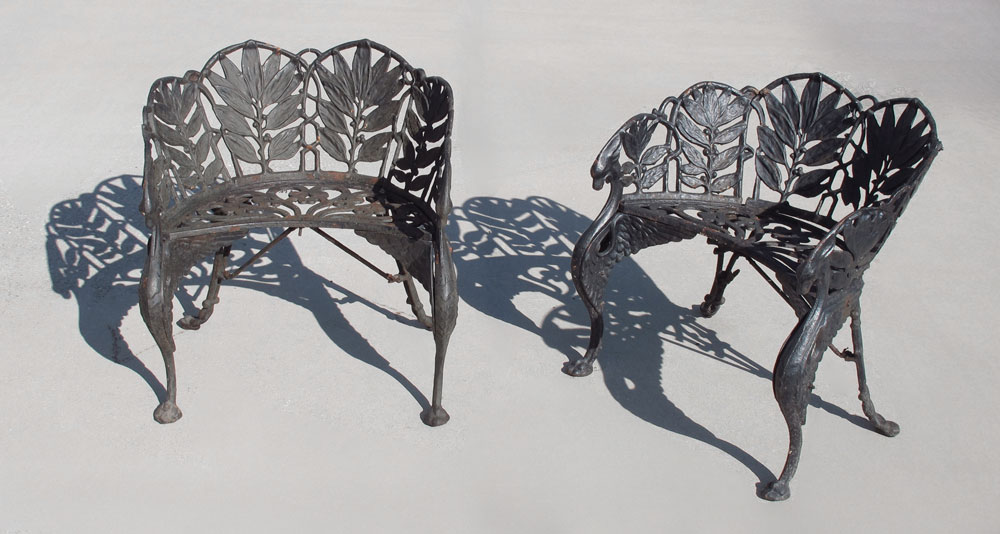 PAIR COALBROOKDALE CAST IRON GARDEN