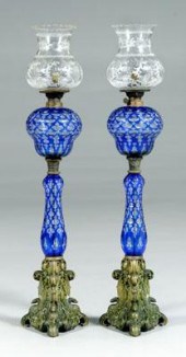 Pair cobalt cut-to-clear lamps
