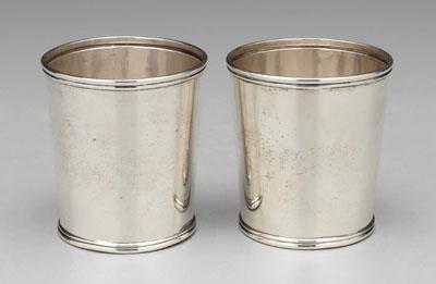 Pair coin silver julep cups: