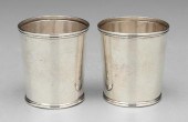 Pair coin silver julep cups: t