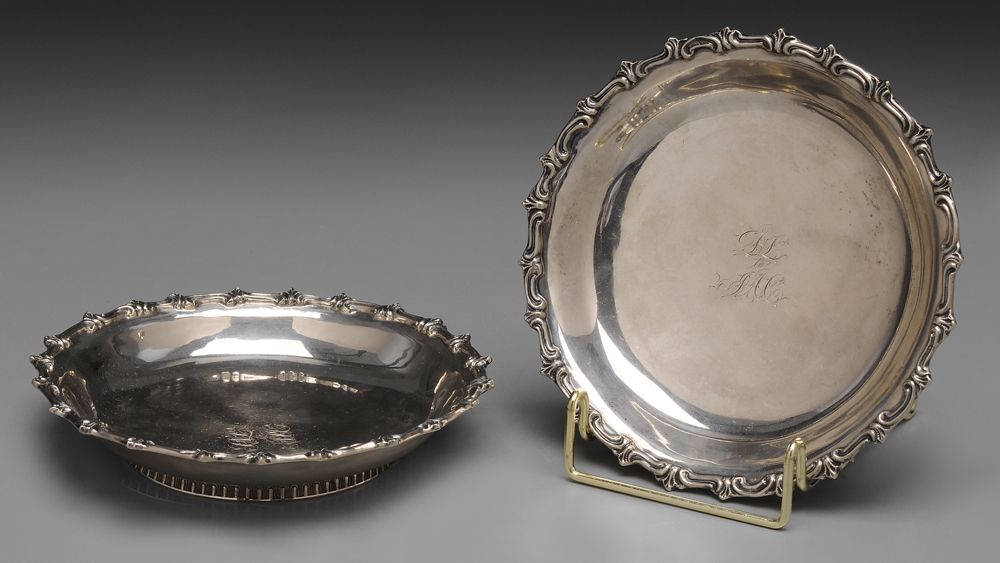 Pair Coin Silver Wine Coasters