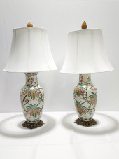 PAIR COLORFUL PAINTED PORCELAI