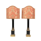 PAIR COLUMN LAMPS WITH FORTUNY
