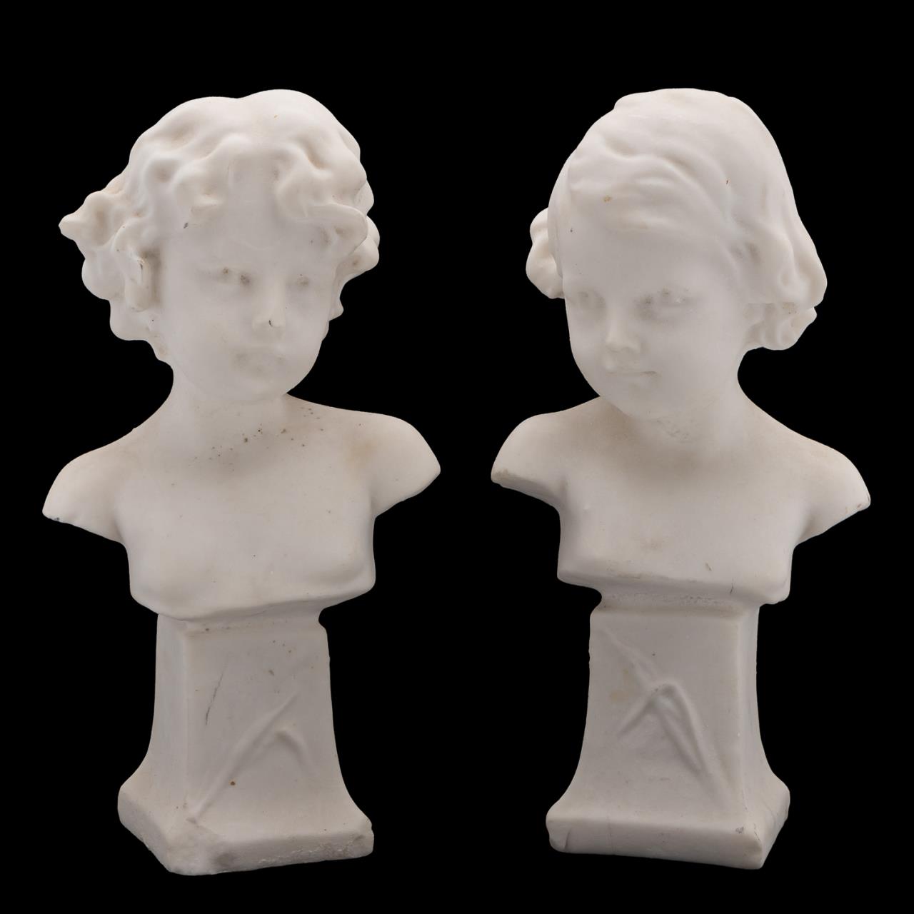 PAIR, COMPOSITE MARBLE BUSTS OF