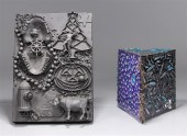 Pair contemporary abstract ass