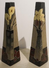 PAIR CONTEMPORARY CERAMIC VASE