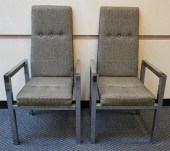 PAIR CONTEMPORARY CHROME UPHOL