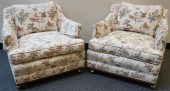 PAIR CONTEMPORARY FLORAL UPHOL
