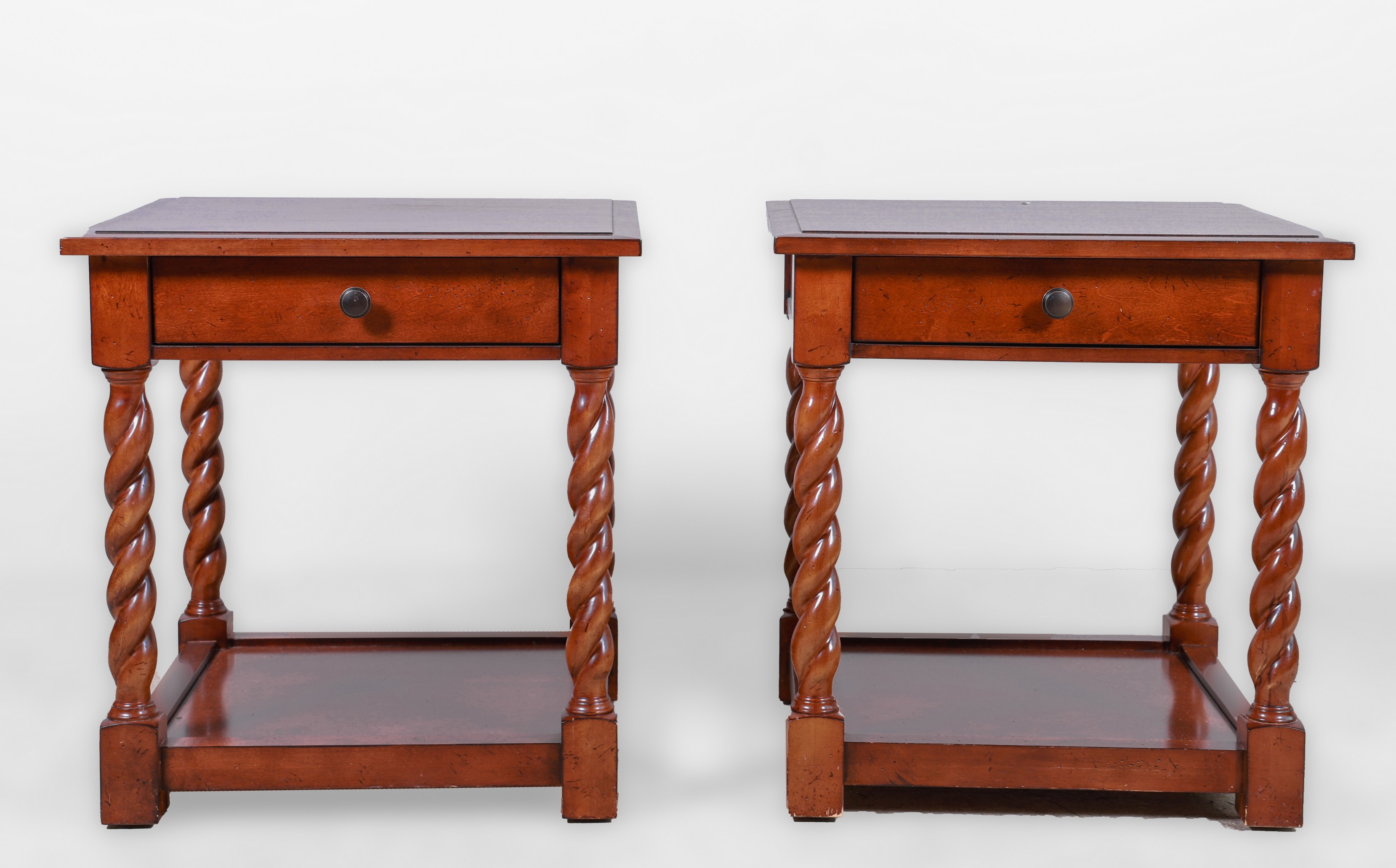 Pair Contemporary one drawer 2-tier