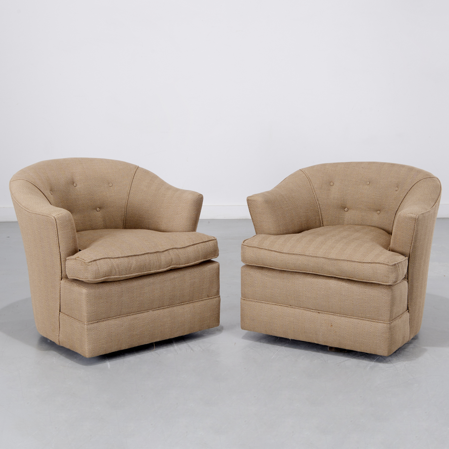 PAIR CONTEMPORARY TWEED SWIVEL