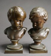 PAIR CONTINENTAL BRONZE BUSTS