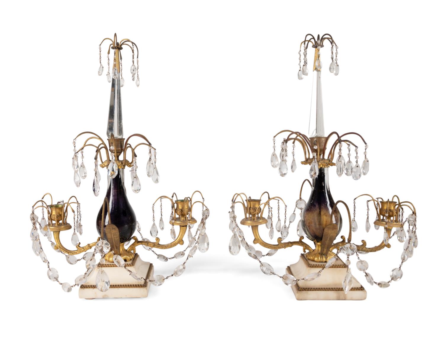 PAIR CONTINENTAL BRONZE GIRANDOLES,