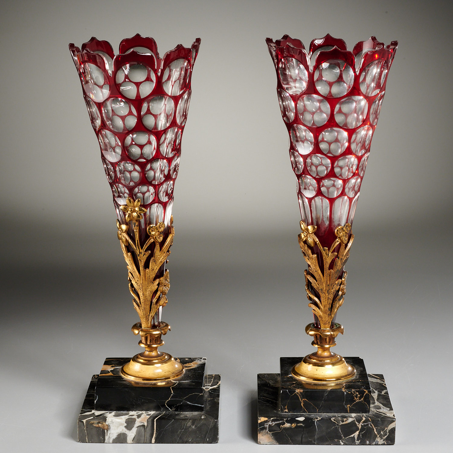 PAIR CONTINENTAL BRONZE MOUNTED CUT
