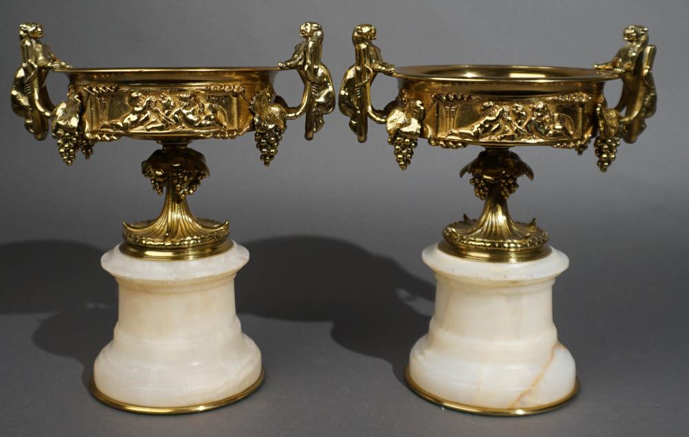 PAIR CONTINENTAL BRONZE TAZZAS ON