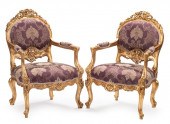 PAIR CONTINENTAL CARVED GILTWO