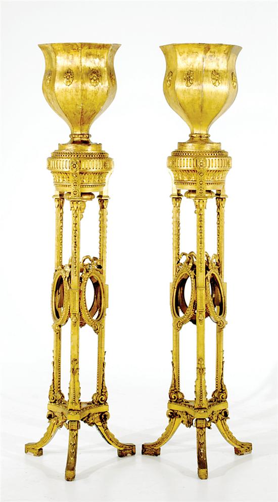 Pair Continental carved giltwood