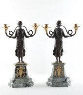 Pair Continental figural bronz