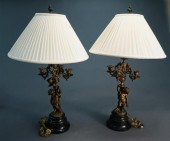 PAIR CONTINENTAL FIGURAL BRONZ