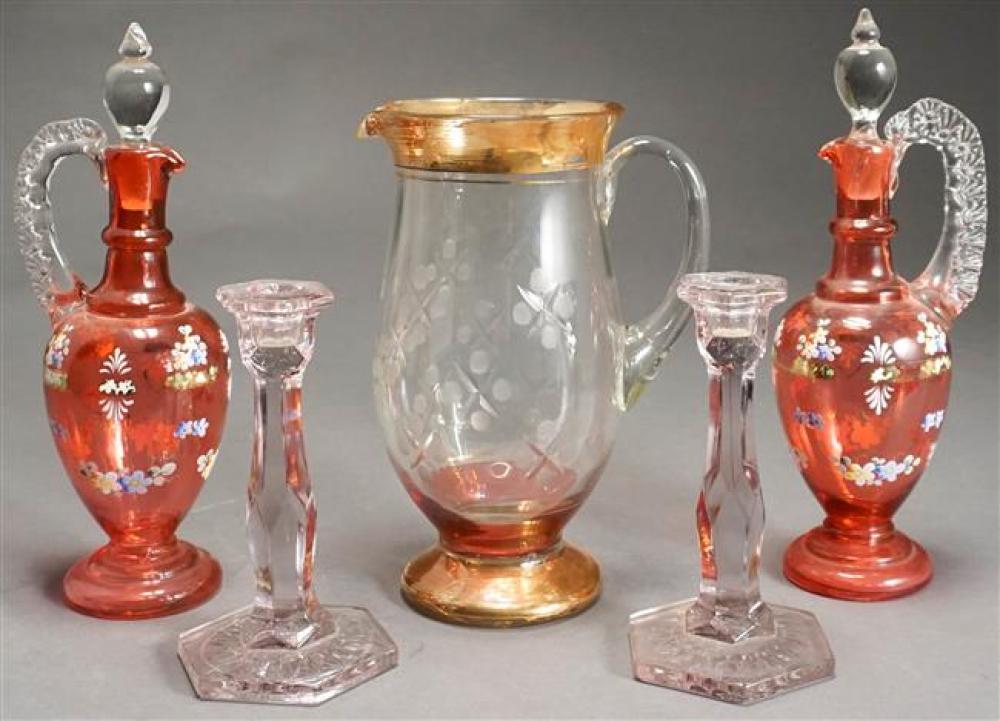PAIR CONTINENTAL FLORAL ENAMEL