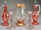 PAIR CONTINENTAL FLORAL ENAMEL