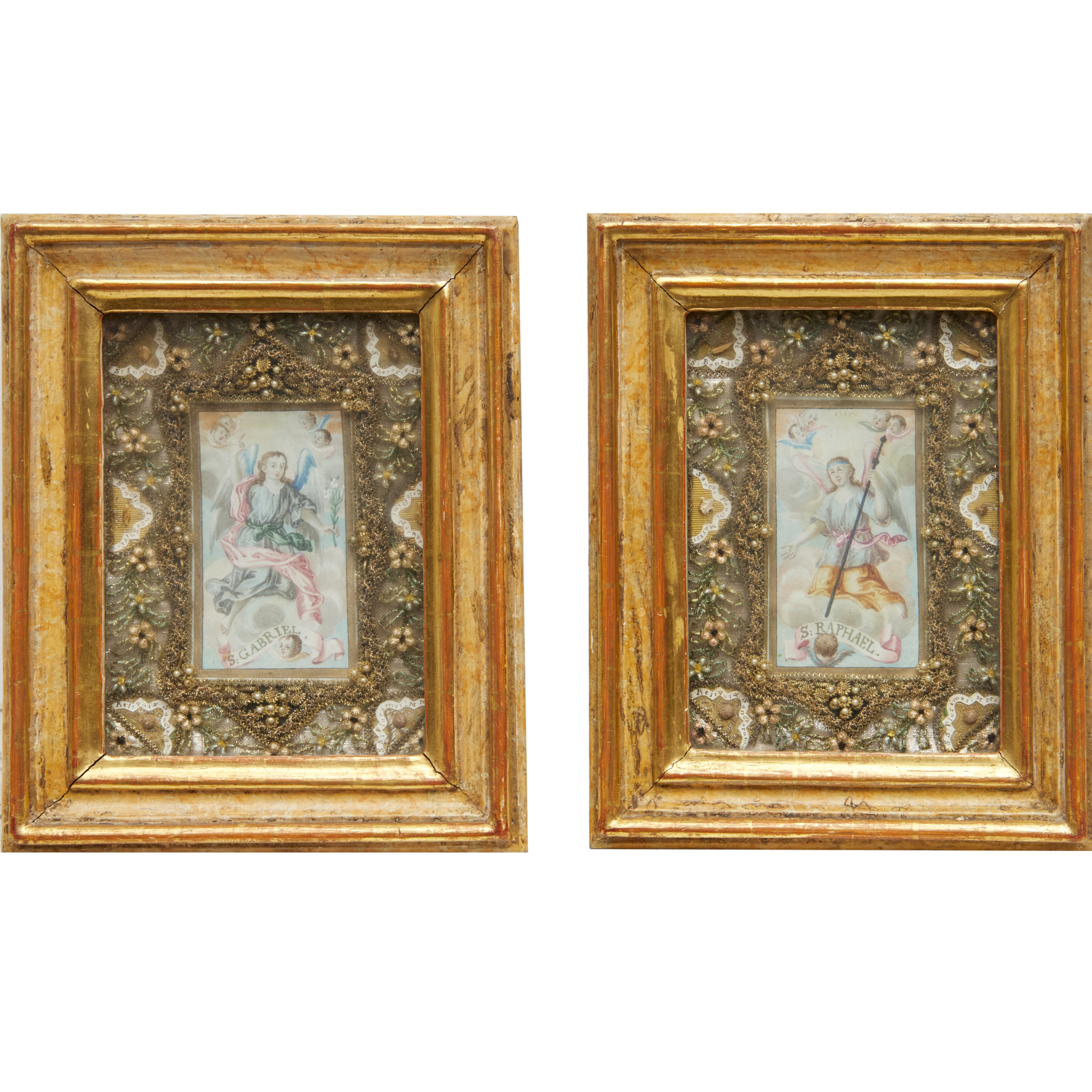 PAIR CONTINENTAL FRAMED RELIQUARIES