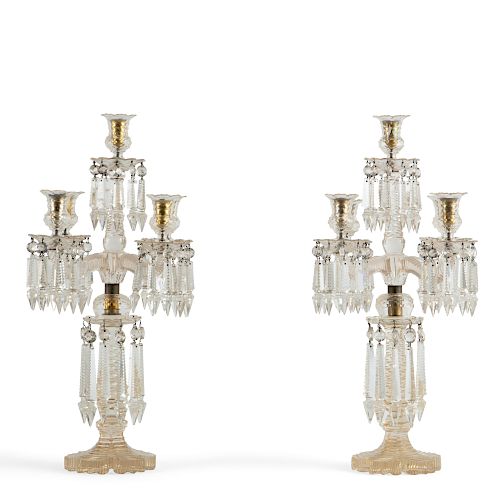 PAIR CONTINENTAL GLASS FIVE LIGHT