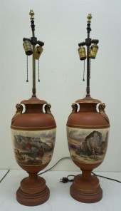 PAIR CONTINENTAL HAND-PAINTED