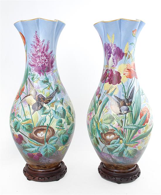 Pair Continental painted ceramic