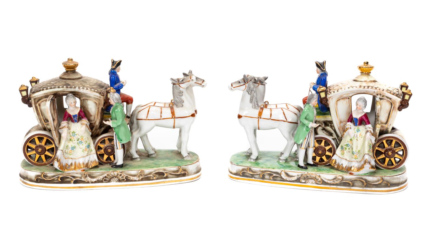 PAIR, CONTINENTAL PORCELAIN HORSE &
