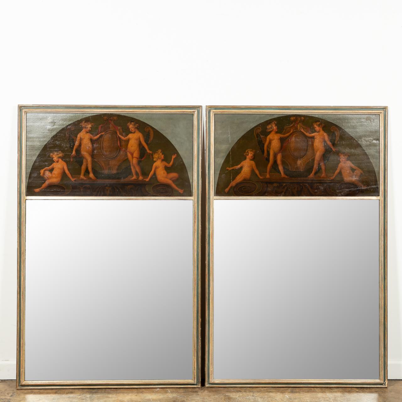 PAIR, CONTINENTAL TRUMEAU MIRRORS