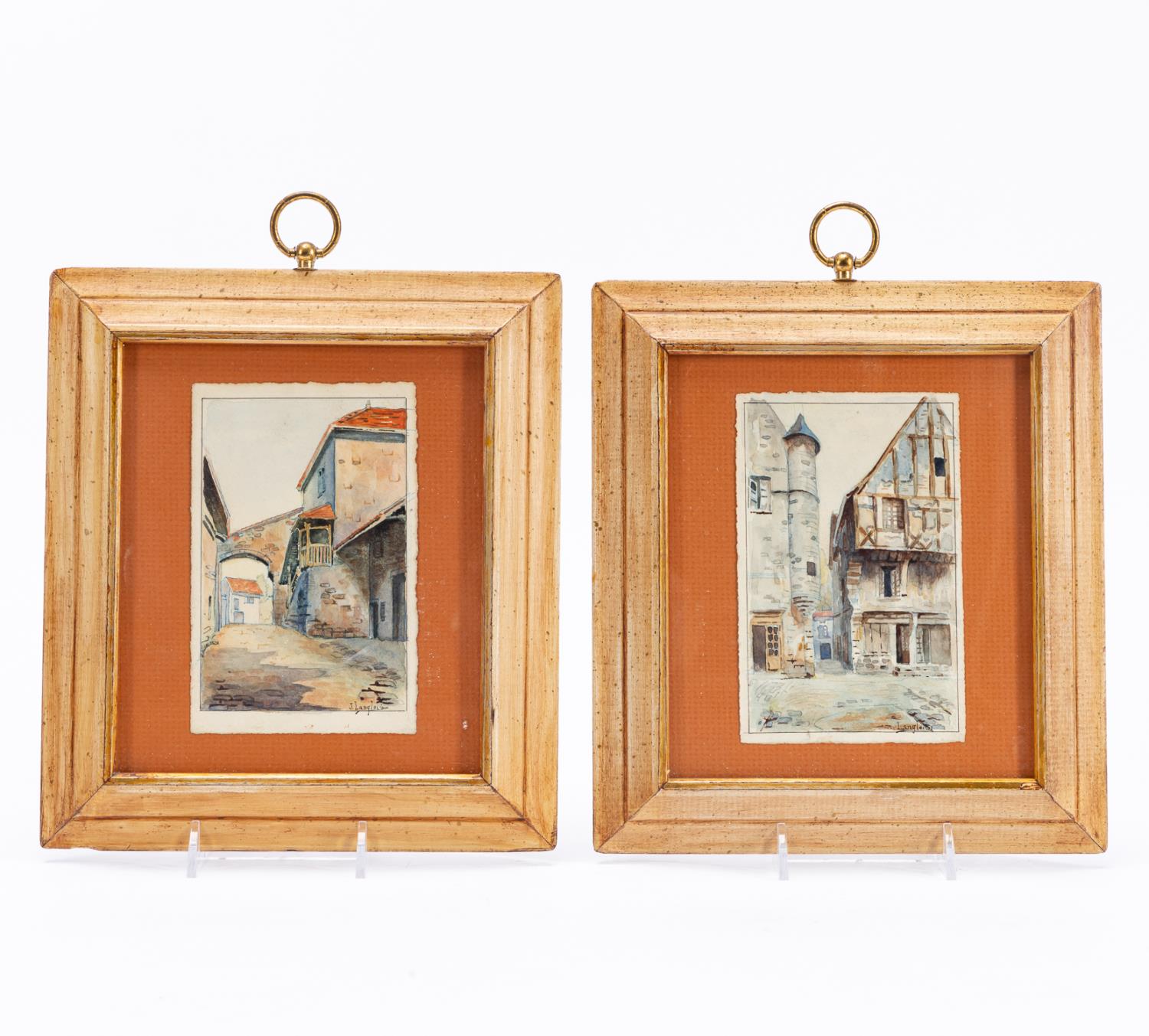 PAIR CONTINENTAL WATERCOLORS BY