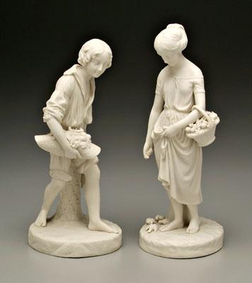 Pair Copeland parian figures: young