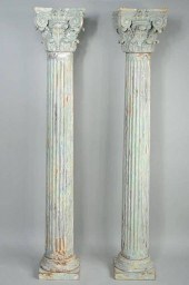 PAIR CORINTHIAN STYLE WOOD COL