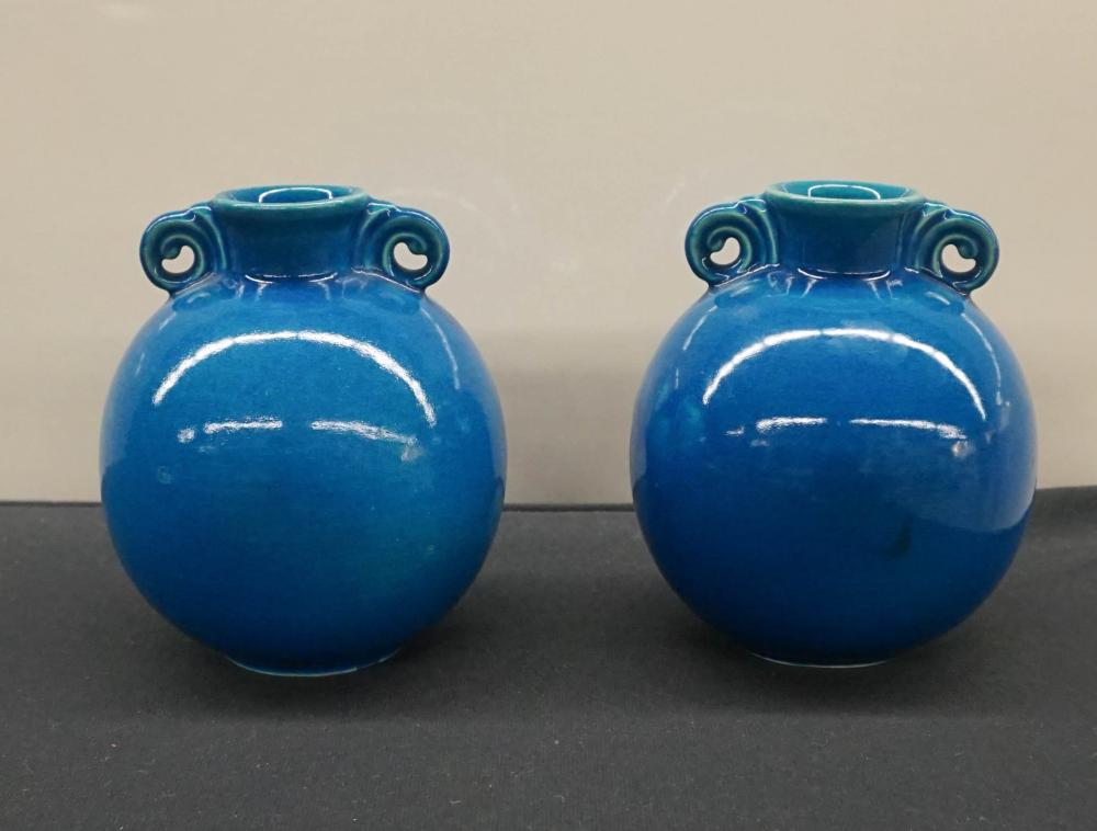 PAIR COWAN DARK BLUE GLAZE