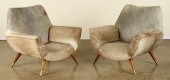 PAIR COWHIDE UPHOLSTERED CLUB