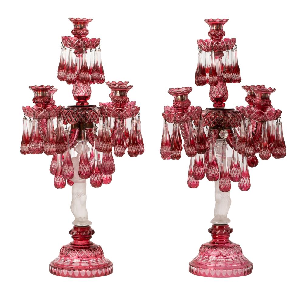 PAIR CRANBERRY, CLEAR, AND