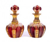 PAIR CRANBERRY GLASS CZECHOSLO