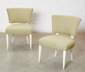PAIR CREAM PAINTED AND GREEN F