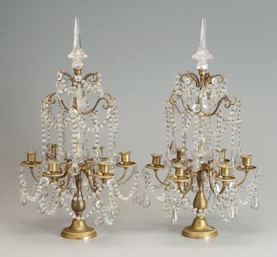 Pair crystal and brass