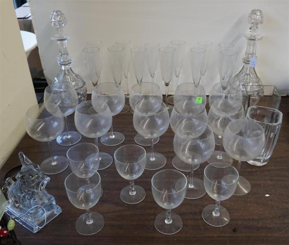 PAIR CRYSTAL DECANTERS AND GROUP