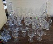PAIR CRYSTAL DECANTERS AND GRO