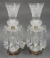 PAIR CRYSTAL LUSTER TABLE LAMP