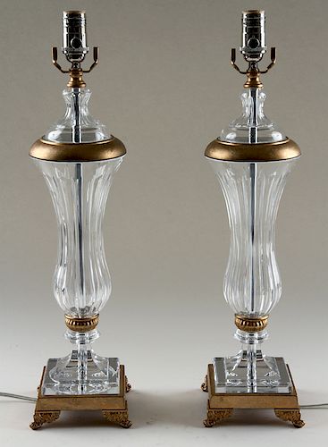 PAIR CRYSTAL ONE-LIGHT TABLE LAMPSA